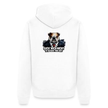 Chef Hund - Guck mich nicht in diesem Ton - Unisex Premium Bio Zip Hoodie - Weiß - Hinten - Thijin (182cm)