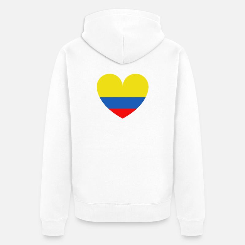Cœur Drapeau Colombie - Veste à capuche bio Premium Unisexe - blanc