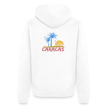 Urlaub Caracas - Unisex Premium Bio Zip Hoodie - Weiß - Hinten - Thijin (182cm)