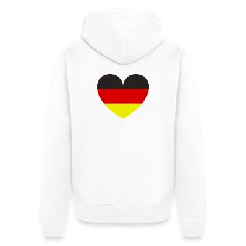 Deutsche Flagge in Herzform - Unisex Premium Bio Zip Hoodie - Weiß - Hinten - Thijin (182cm)