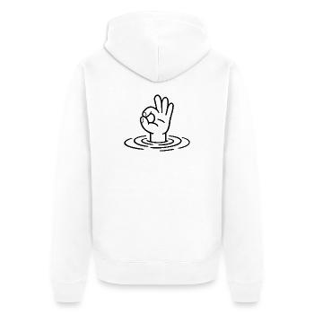 OK Zeichen Hand Wellen - Unisex Premium Bio Zip Hoodie - Weiß - Hinten - Thijin (182cm)