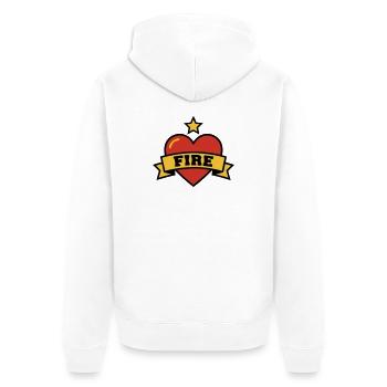 Feuerwehr Herz Fire Wappen - Unisex Premium Bio Zip Hoodie - Weiß - Hinten - Thijin (182cm)