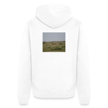 Lion dans la savane au crépuscule - Veste à capuche bio Premium Unisexe - blanc - Dos - Thijin (182cm)