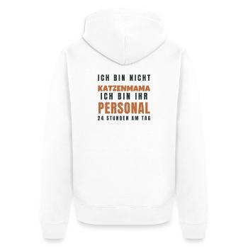 Katzenmama Ich bin ihr Personal - Lustig Katze - Unisex Premium Bio Zip Hoodie - Weiß - Hinten - Thijin (182cm)