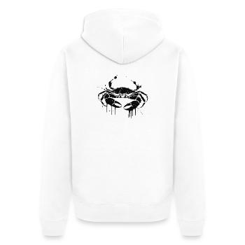 Schwarze Spritzkrabbe - Unisex Premium Bio Zip Hoodie - Weiß - Hinten - Thijin (182cm)