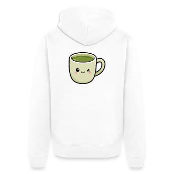 Kawaii Winking Matcha Tasse de thé vert - Veste à capuche bio Premium Unisexe - blanc - Dos - Thijin (182cm)