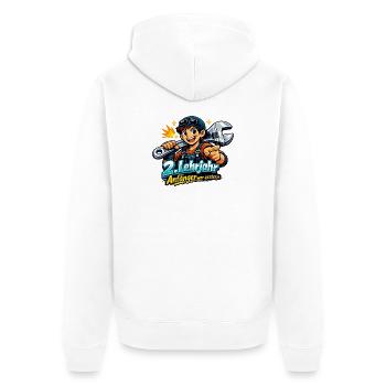 2. Lehrjahr - Anfänger war gestern - Unisex Premium Bio Zip Hoodie - Weiß - Hinten - Thijin (182cm)