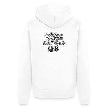 Die Geschichte des Fahrrads – Vintage Radfahrer - Unisex Premium Bio Zip Hoodie - Weiß - Hinten - Thijin (182cm)