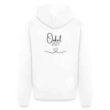 Onkel 2027 – Babyankündigung für den Onkel to be - Unisex Premium Bio Zip Hoodie - Weiß - Hinten - Thijin (182cm)