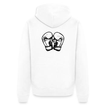 Kickboxing Handschuhe Skizze - Unisex Premium Bio Zip Hoodie - Weiß - Hinten - Thijin (182cm)