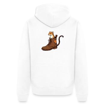 Hermelin im Herbstschuh - Unisex Premium Bio Zip Hoodie - Weiß - Hinten - Thijin (182cm)