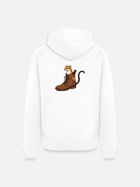 Hermelin im Herbstschuh - Unisex Premium Bio Zip Hoodie - Weiß