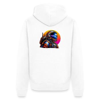 Astronaut im Neon-Sonnenuntergang - Unisex Premium Bio Zip Hoodie - Weiß - Hinten - Thijin (182cm)