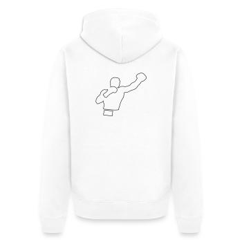 Boxer - Unisex Premium Bio Zip Hoodie - Weiß - Hinten - Thijin (182cm)