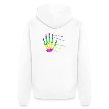 Hand Knochen Anatomie Mensch Evolution Physio - Unisex Premium Bio Zip Hoodie - Weiß - Hinten - Thijin (182cm)