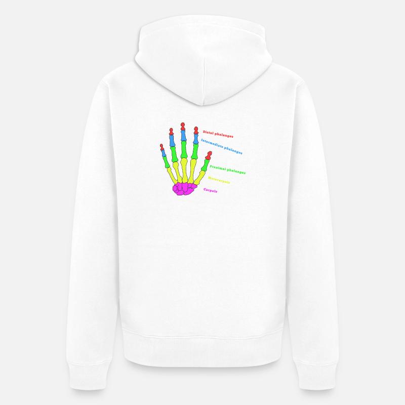 Hand Knochen Anatomie Mensch Evolution Physio - Unisex Premium Bio Zip Hoodie - Weiß