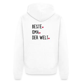 Beste Oma - Unisex Premium Bio Zip Hoodie - Weiß - Hinten - Thijin (182cm)