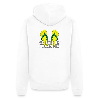 I'm on vacation! - Unisex Premium Organic Zip Hoodie - white - Back - Thijin (182cm)