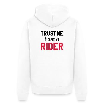 Trust me i am a Rider - Veste à capuche bio Premium Unisexe - blanc - Dos - Thijin (182cm)