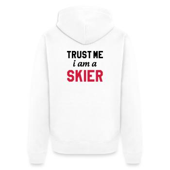 Trust me I am Skier - Veste à capuche bio Premium Unisexe - blanc - Dos - Thijin (182cm)