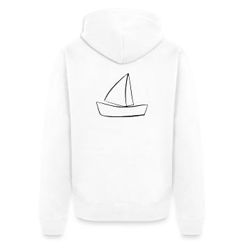Boot - Unisex Premium Bio Zip Hoodie - Weiß - Hinten - Thijin (182cm)