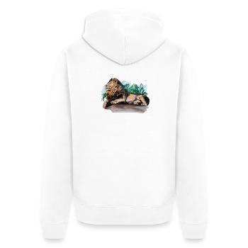 Majestätischer Löwe in Naturkulisse - Unisex Premium Bio Zip Hoodie - Weiß - Hinten - Thijin (182cm)