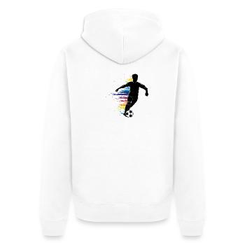 Fussballer Silhouette mit buntem Graffiti - Unisex Premium Bio Zip Hoodie - Weiß - Hinten - Thijin (182cm)
