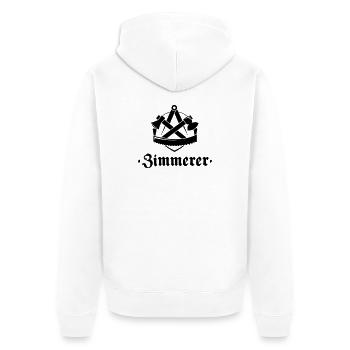 Zimmerer, Zunftzeichen mit alter Schrift - Unisex Premium Bio Zip Hoodie - Weiß - Hinten - Thijin (182cm)