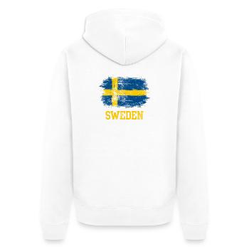 Graphique du drapeau du pinceau suédois - Veste à capuche bio Premium Unisexe - blanc - Dos - Thijin (182cm)