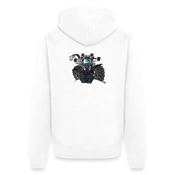 0533 BlueTractor T7 170 - Veste à capuche bio Premium Unisexe - blanc - Dos - Thijin (182cm)