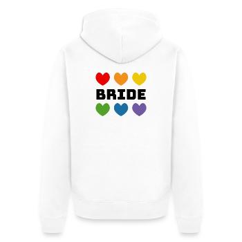 Regenbogenherzchen Bride schwarz - Unisex Premium Bio Zip Hoodie - Weiß - Hinten - Thijin (182cm)