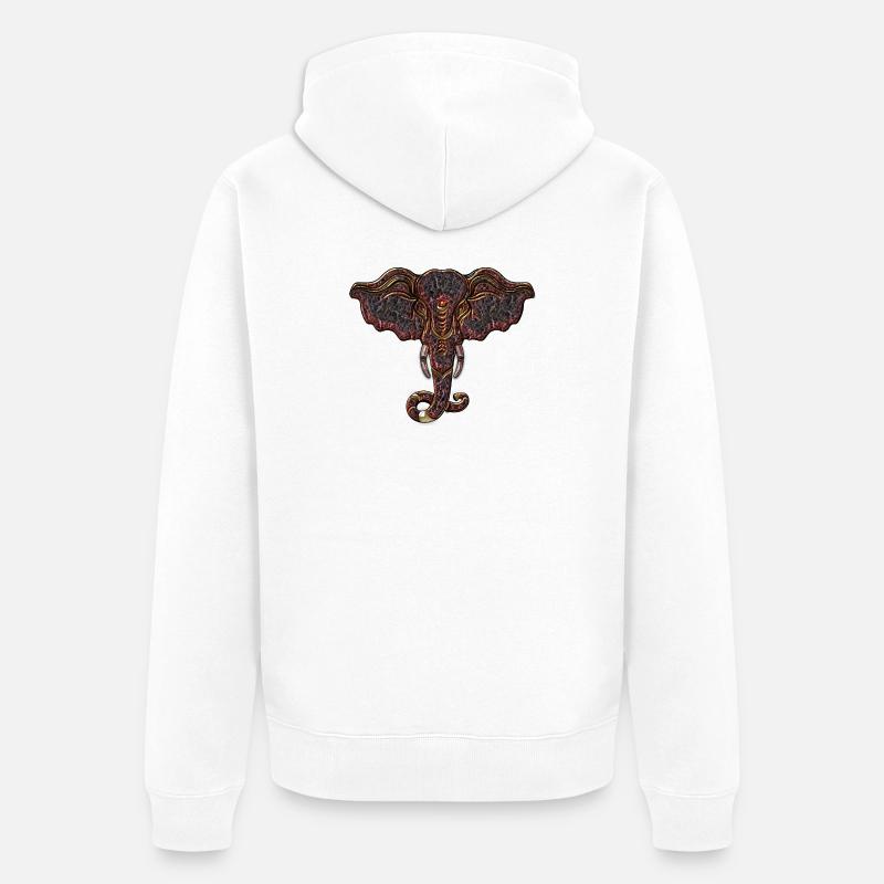 Tête d’éléphant décorative - Veste à capuche bio Premium Unisexe - blanc