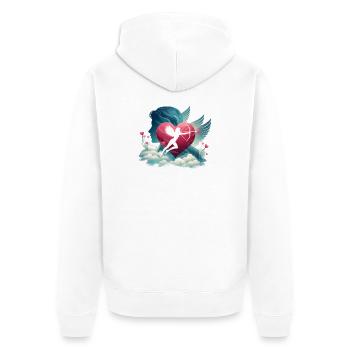 Cupid Archer Heart Artwork - Unisex Premium Organic Zip Hoodie - white - Back - Thijin (182cm)