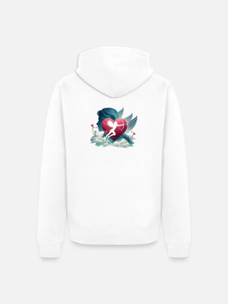 Cupid Archer Heart Artwork - Unisex Premium Organic Zip Hoodie - white