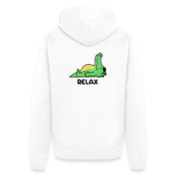 Krokodil entspannen - Unisex Premium Bio Zip Hoodie - Weiß - Hinten - Thijin (182cm)