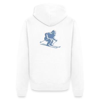 Affe Gorilla Schimpanse Ski Silhouette Design - Unisex Premium Bio Zip Hoodie - Weiß - Hinten - Thijin (182cm)