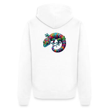 Gecko - Unisex Premium Organic Zip Hoodie - white - Back - Thijin (182cm)
