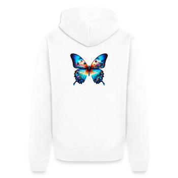 Schmetterling - Unisex Premium Bio Zip Hoodie - Weiß - Hinten - Thijin (182cm)