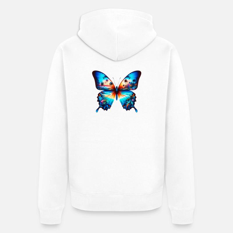 Papillon - Veste à capuche bio Premium Unisexe - blanc