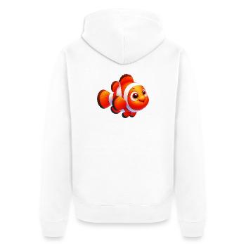 Clownfisch - Unisex Premium Bio Zip Hoodie - Weiß - Hinten - Thijin (182cm)
