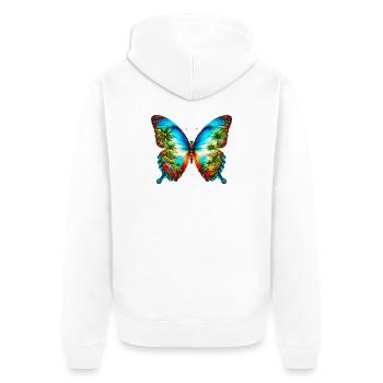 Schmetterling - Unisex Premium Bio Zip Hoodie - Weiß - Hinten - Thijin (182cm)