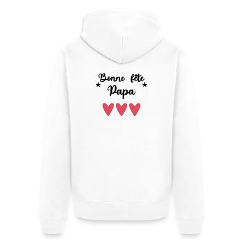FROHER VATERTAG. PAPA - Unisex Premium Bio Zip Hoodie - Weiß - Hinten - Thijin (182cm)