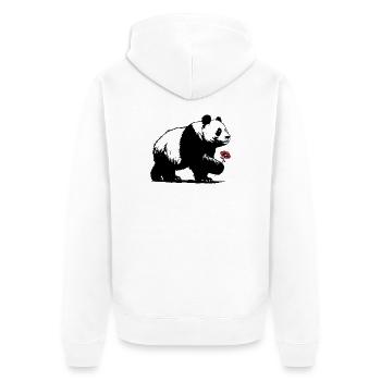 Panda - Unisex Premium Bio Zip Hoodie - Weiß - Hinten - Thijin (182cm)