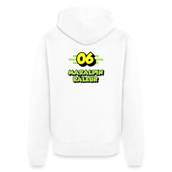 Complaining Maralpin - Unisex Premium Organic Zip Hoodie - white - Back - Thijin (182cm)