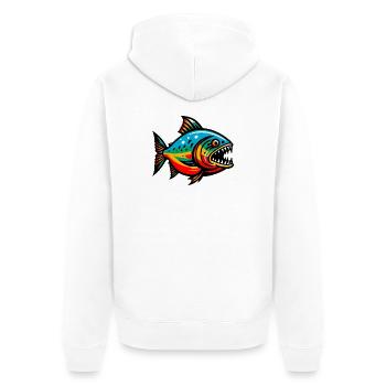 Piranha - Unisex Premium Organic Zip Hoodie - white - Back - Thijin (182cm)