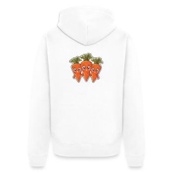 Karla, Kalle und Kim – Die Karottenfreunde - Unisex Premium Bio Zip Hoodie - Weiß - Hinten - Thijin (182cm)