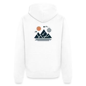 Gebirge - Unisex Premium Bio Zip Hoodie - Weiß - Hinten - Thijin (182cm)