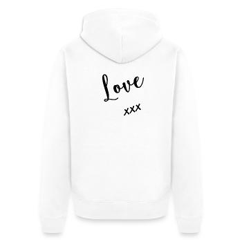 WEIHNACHTEN. PAAR. HERZ. VALENTINSTAG. GERADE VERHEIRATET. - Unisex Premium Bio Zip Hoodie - Weiß - Hinten - Thijin (182cm)