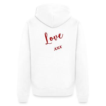 LIEBE. WEIHNACHTEN. VALENTINSTAG. PAAR. GERADE VERHEIRATET. - Unisex Premium Bio Zip Hoodie - Weiß - Hinten - Thijin (182cm)