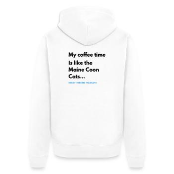 Kaffeezeit wie die Maine Coon Katzen - Unisex Premium Bio Zip Hoodie - Weiß - Hinten - Thijin (182cm)